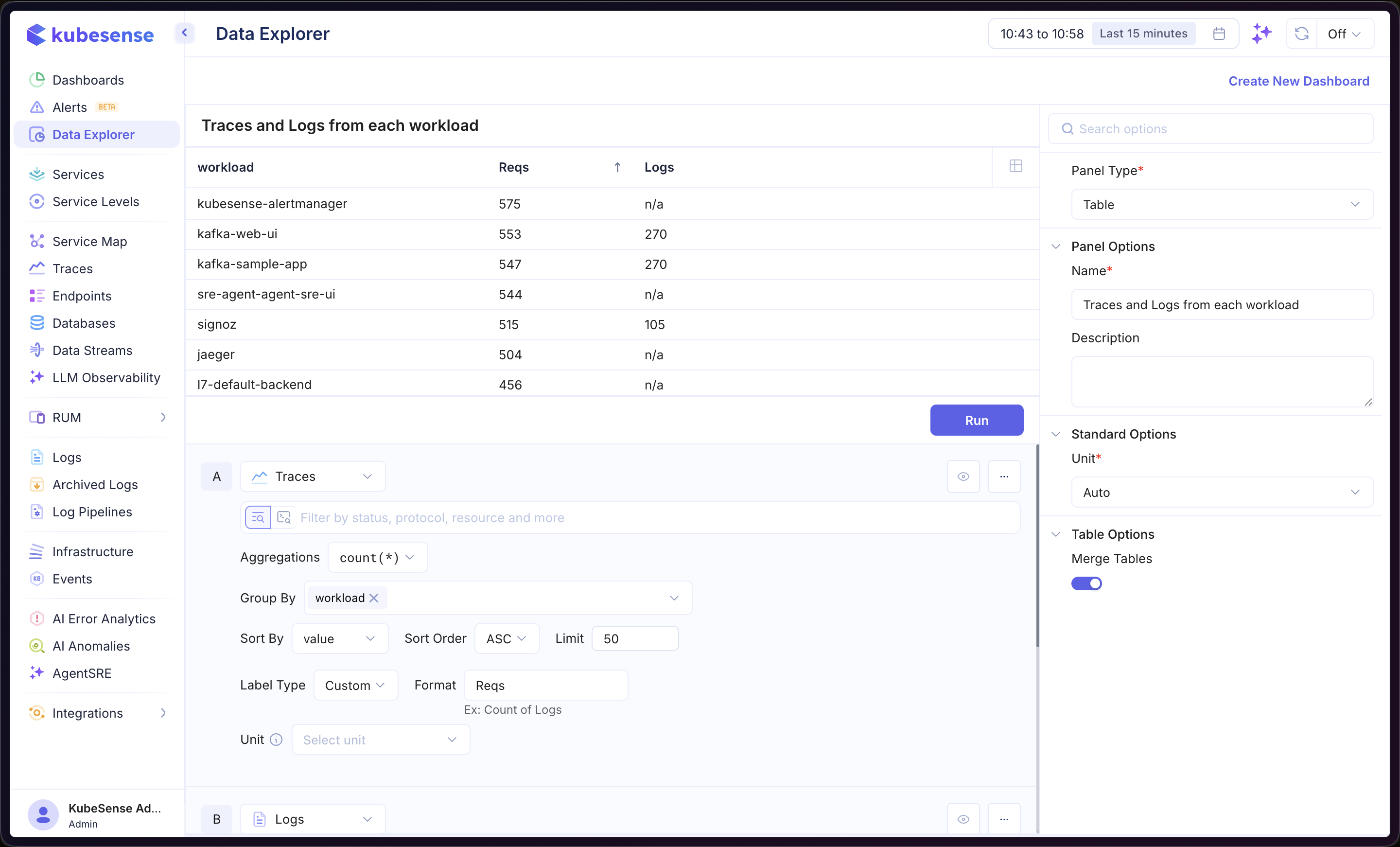 Merged Table View