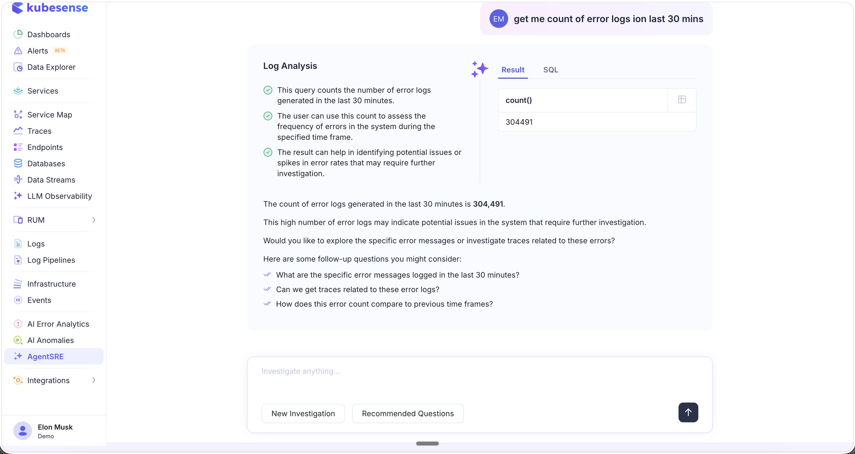 AgentSRE — Log Analysis Result