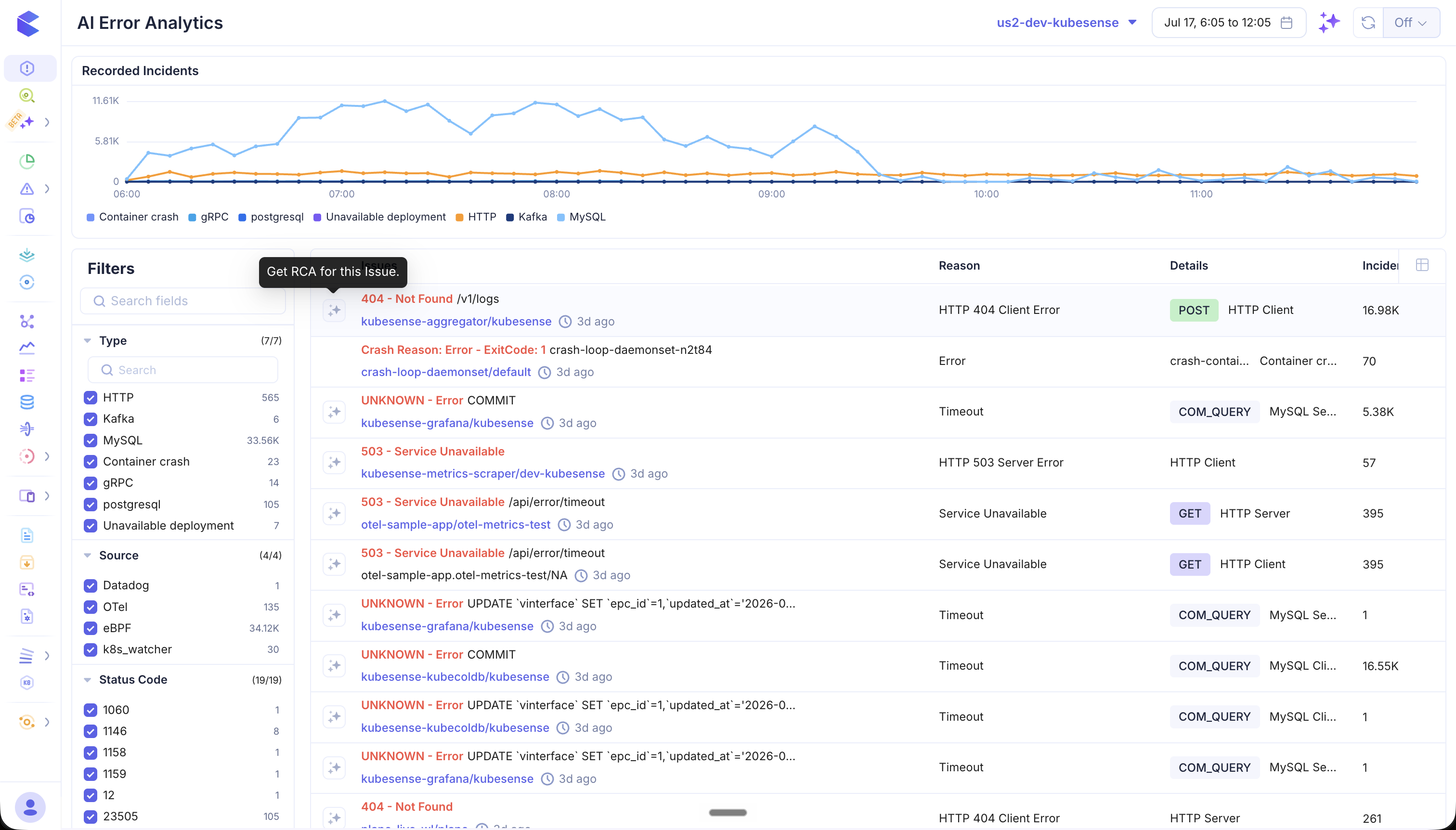 AI Error Analytics — Get RCA for this Issue