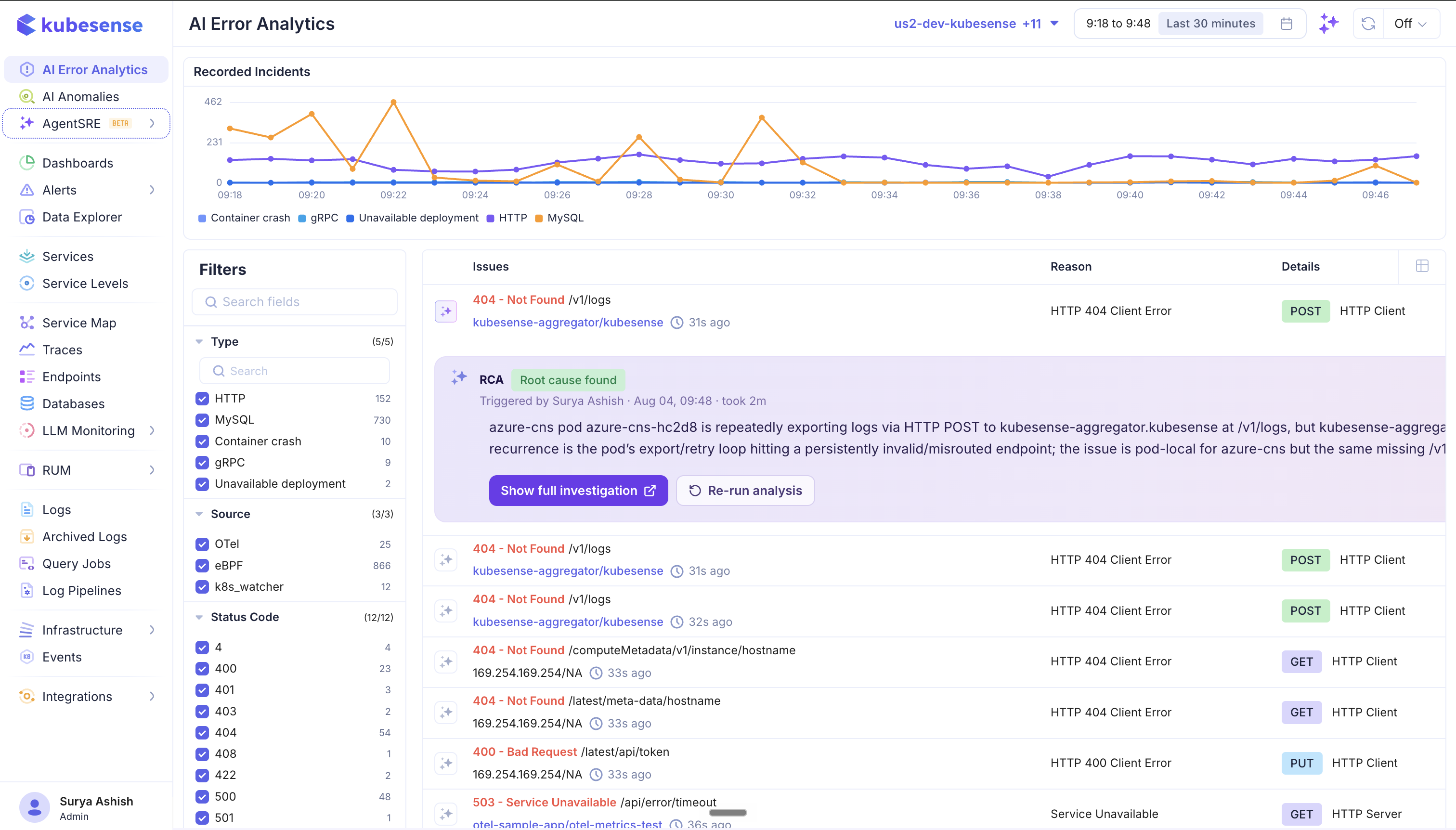 AI Error Analytics — completed issue RCA