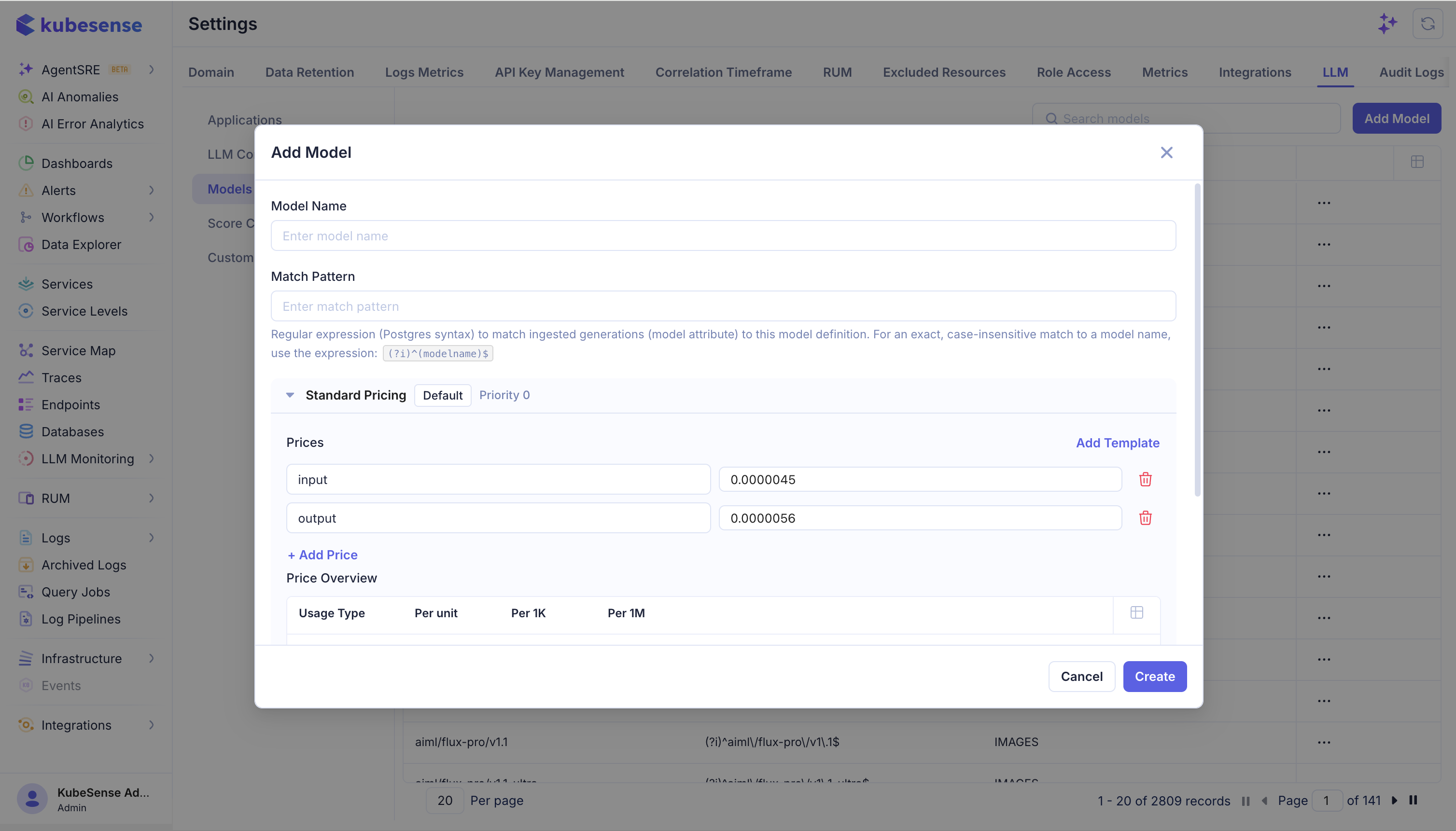 Add LLM model form