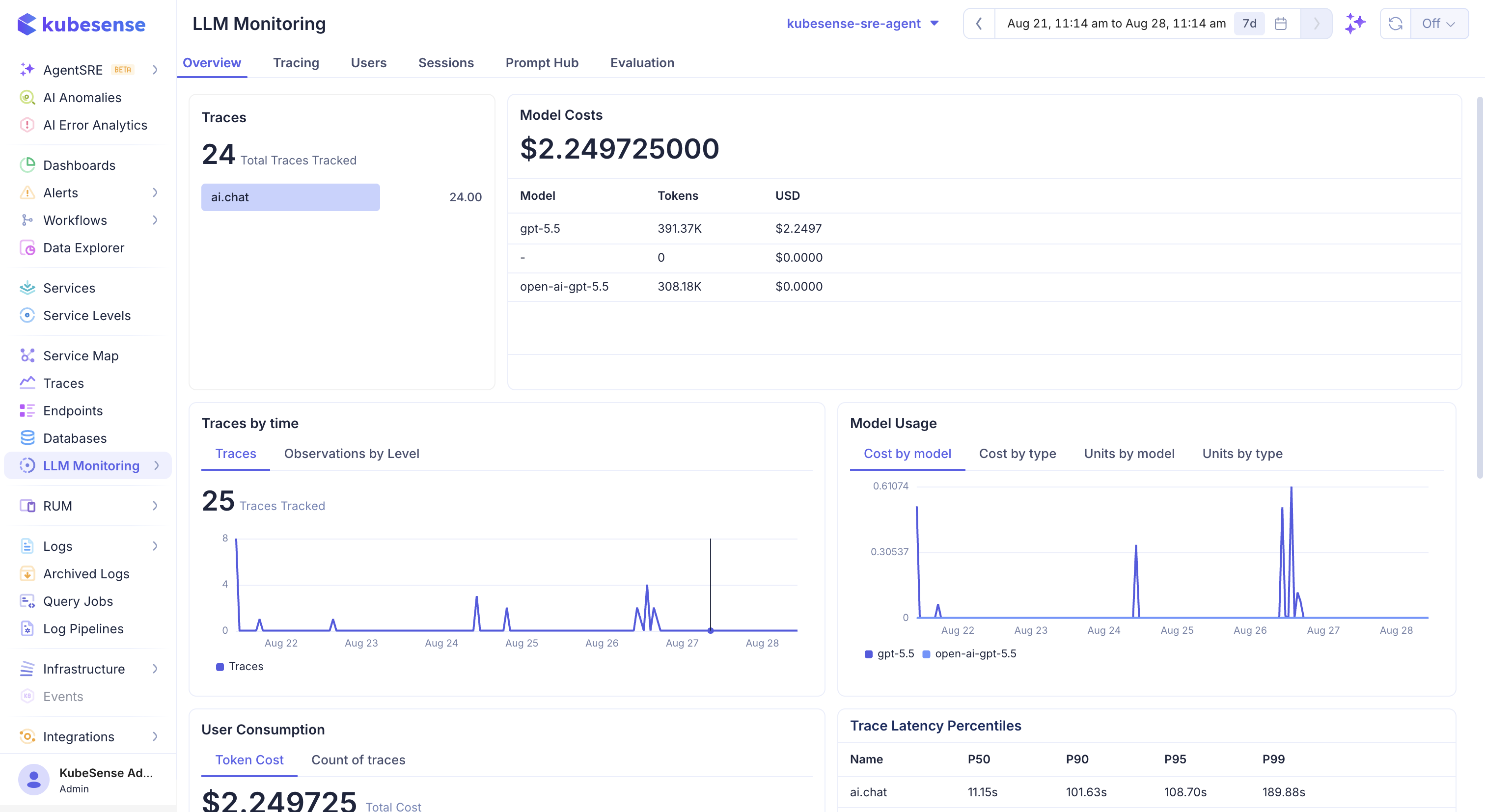 LLM dashboard overview