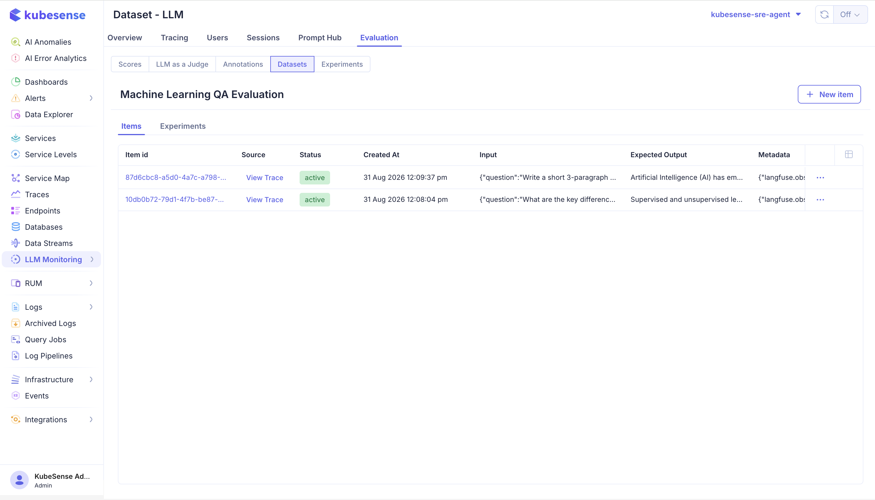 Dataset items