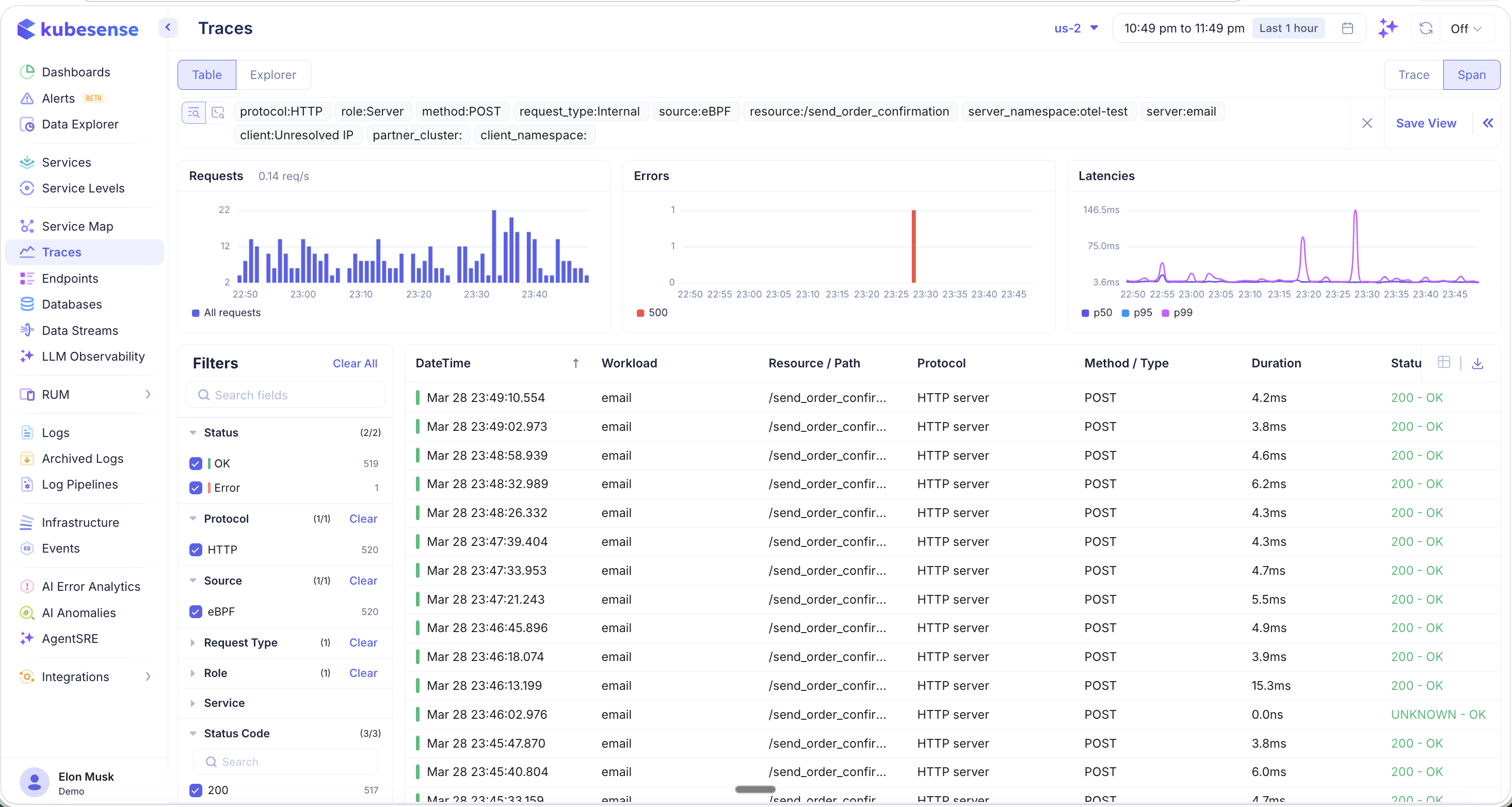 Endpoints — Drill to Traces