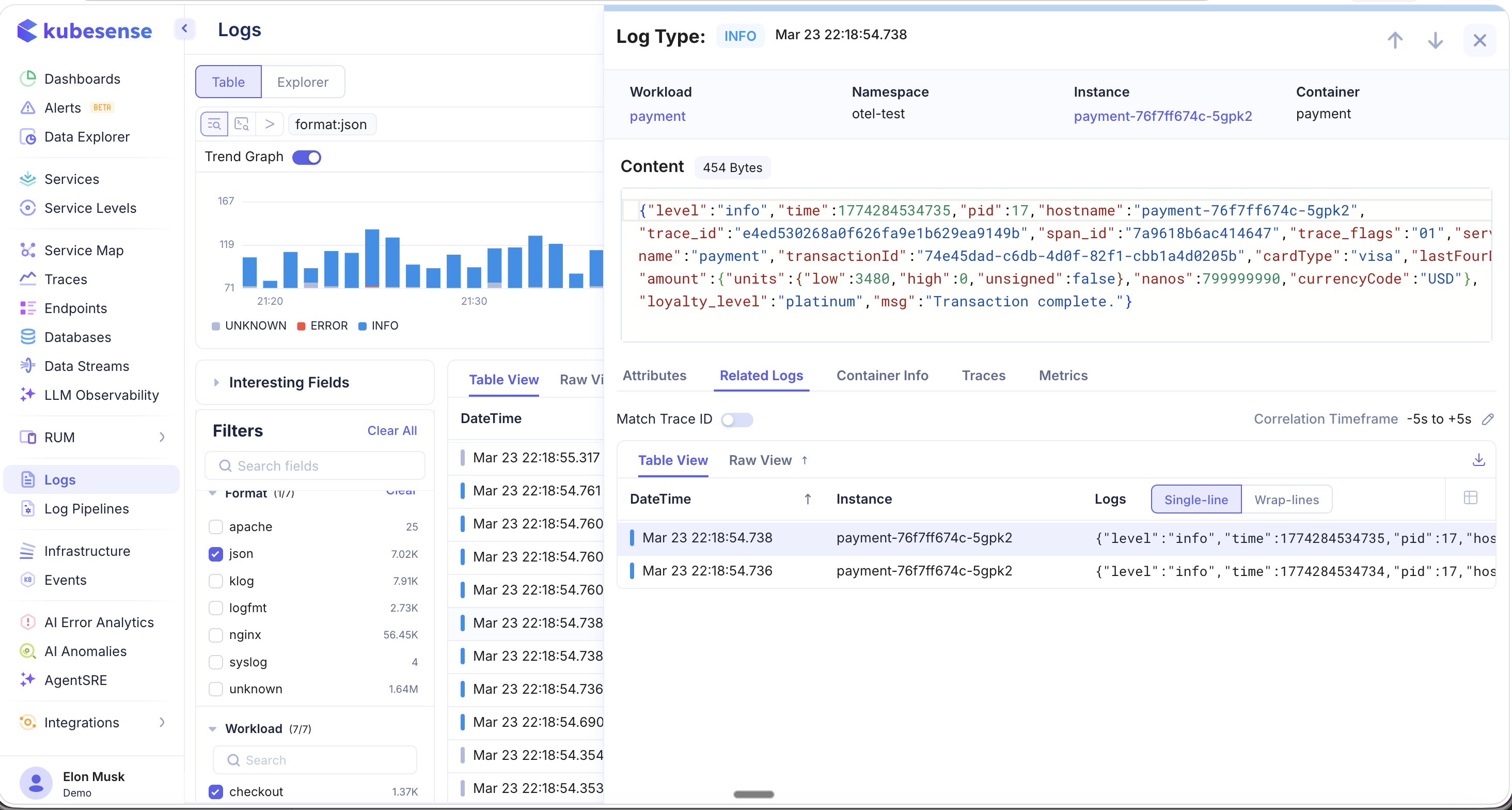 Related Logs — Surrounding context