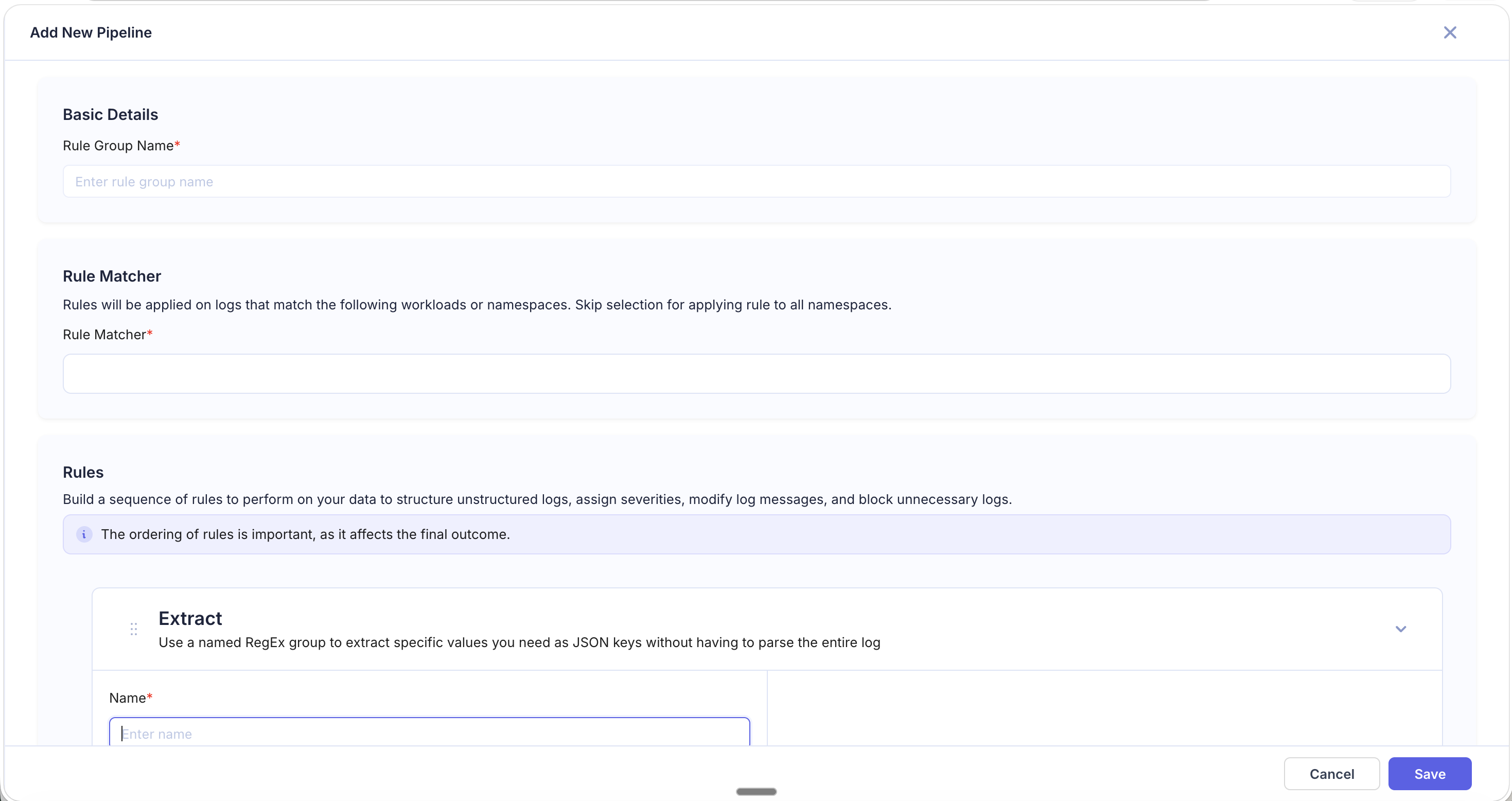 Extract Rule Configuration
