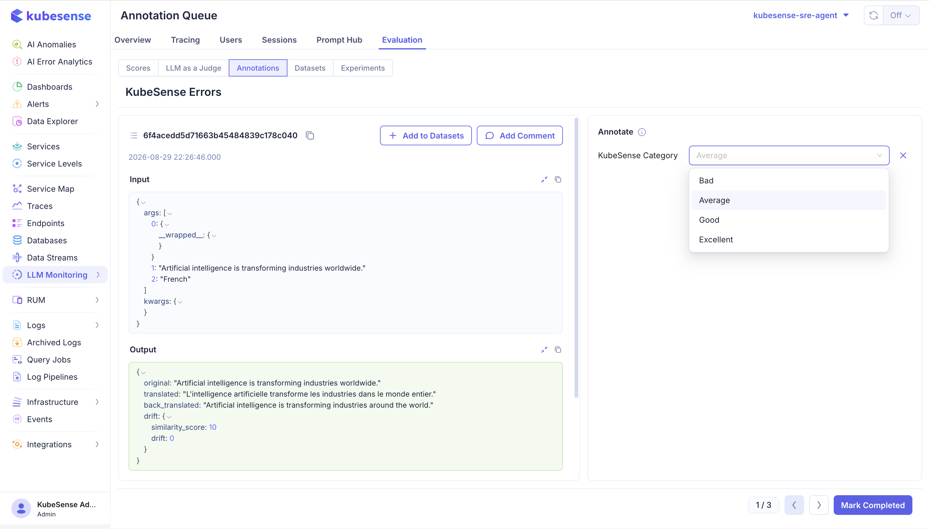 Processing an annotation queue item