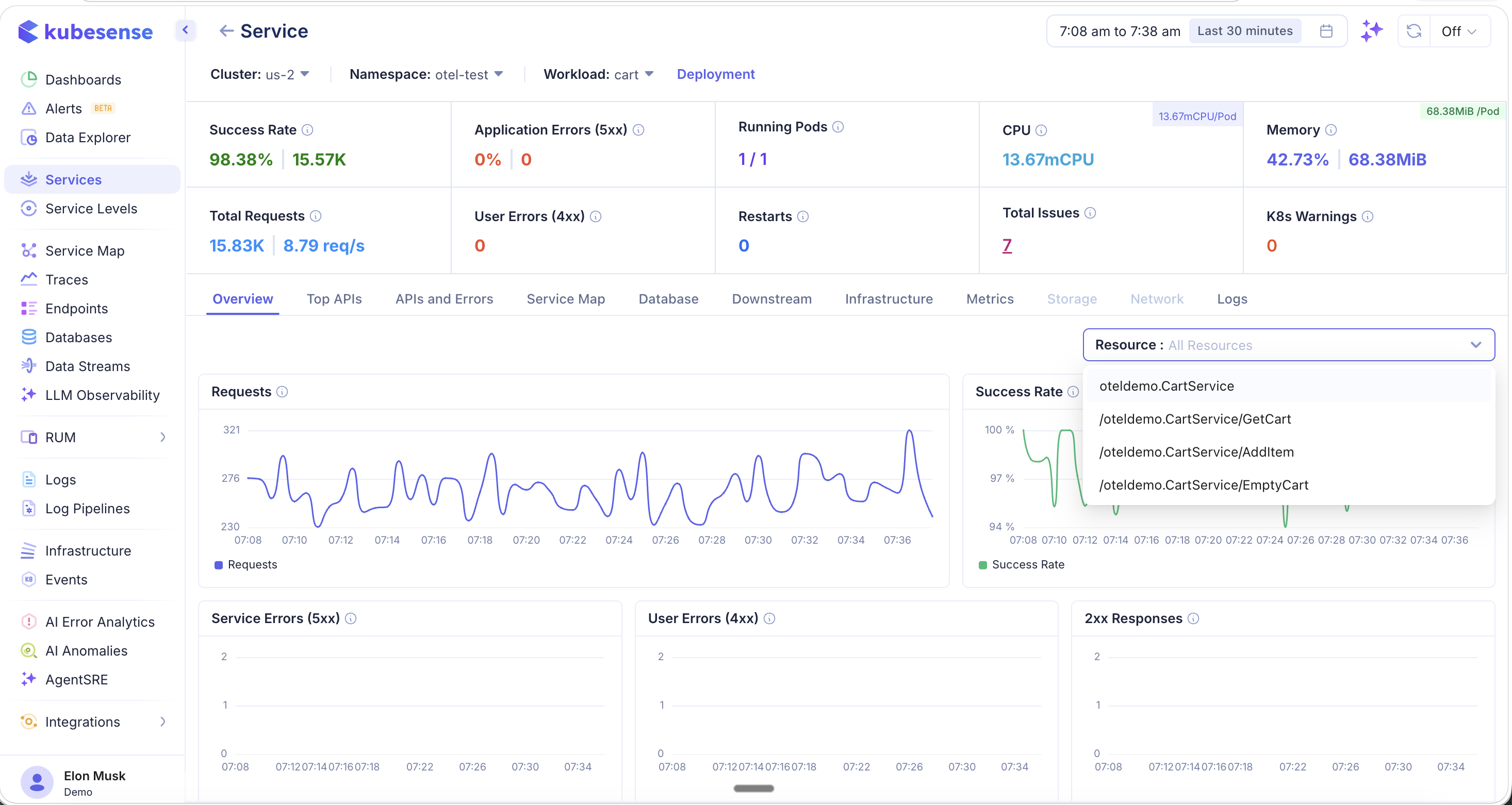 Service Detail — Resource Filter