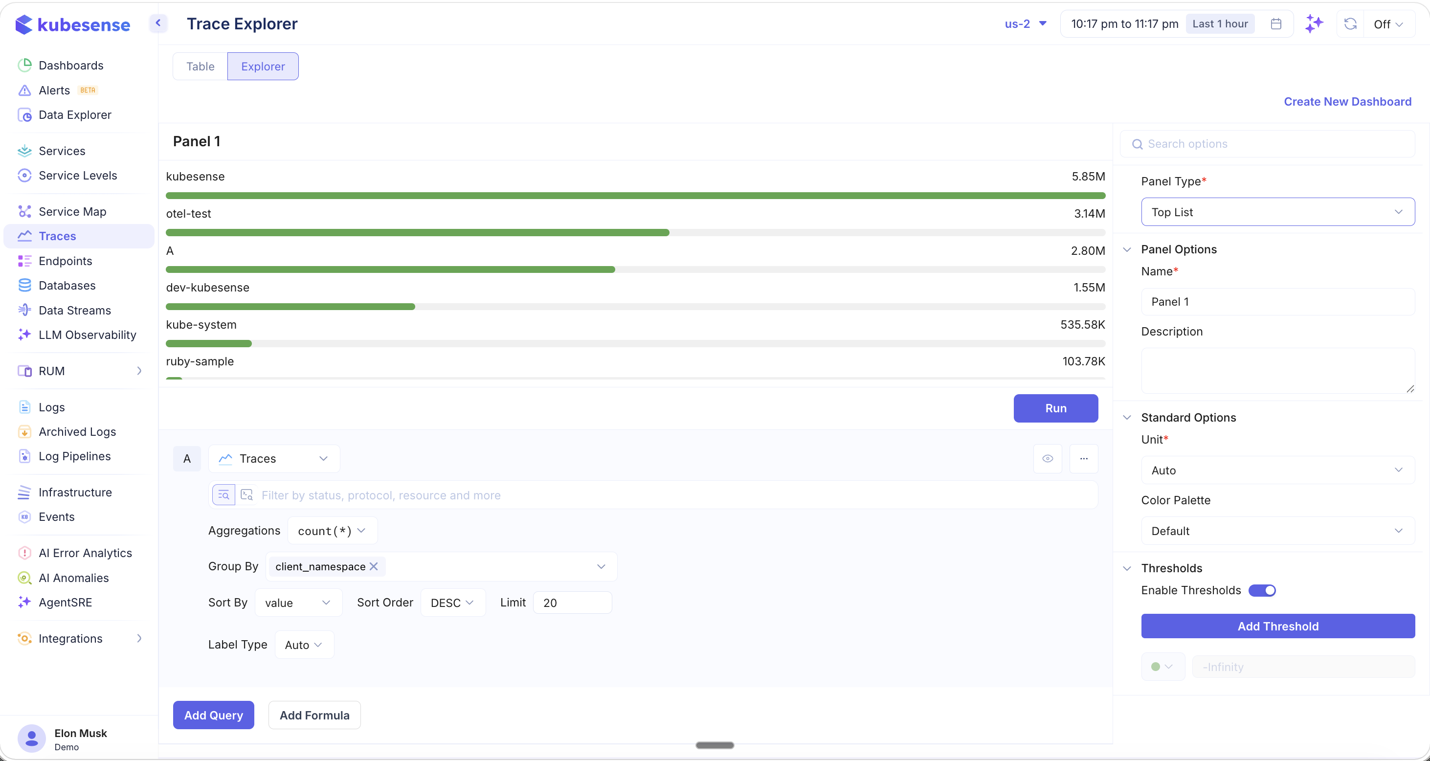 Trace Explorer — Top List