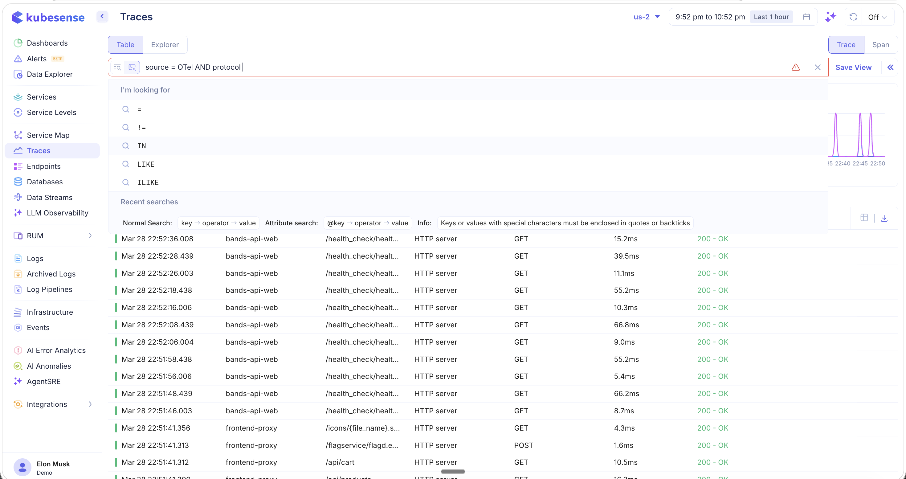Traces — Advanced Search