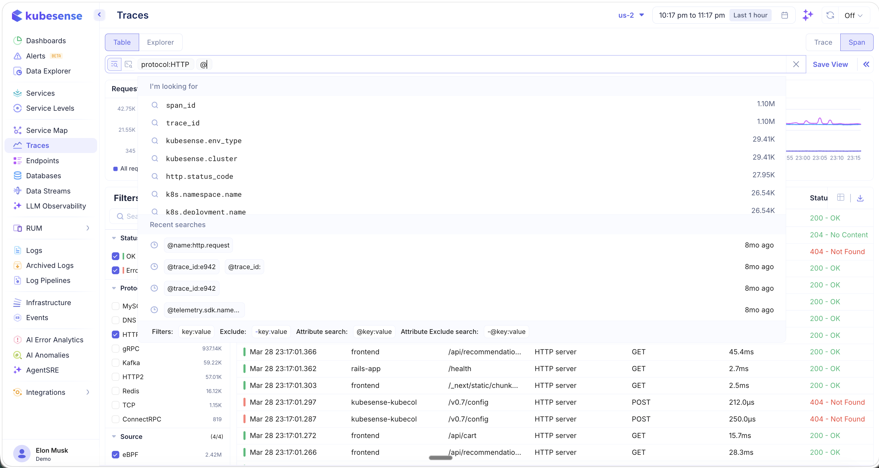 Traces — Attribute Search